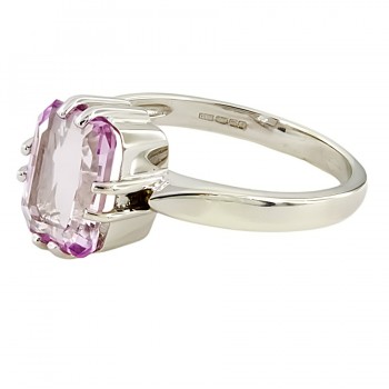 9ct white gold Amethyst Ring size N